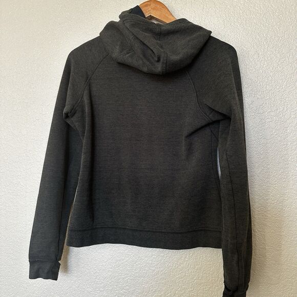 Nike Funnel Neck Hooded Sweater Army Green Womens Small Pockets Sweatshirt - Picture 6 of 7